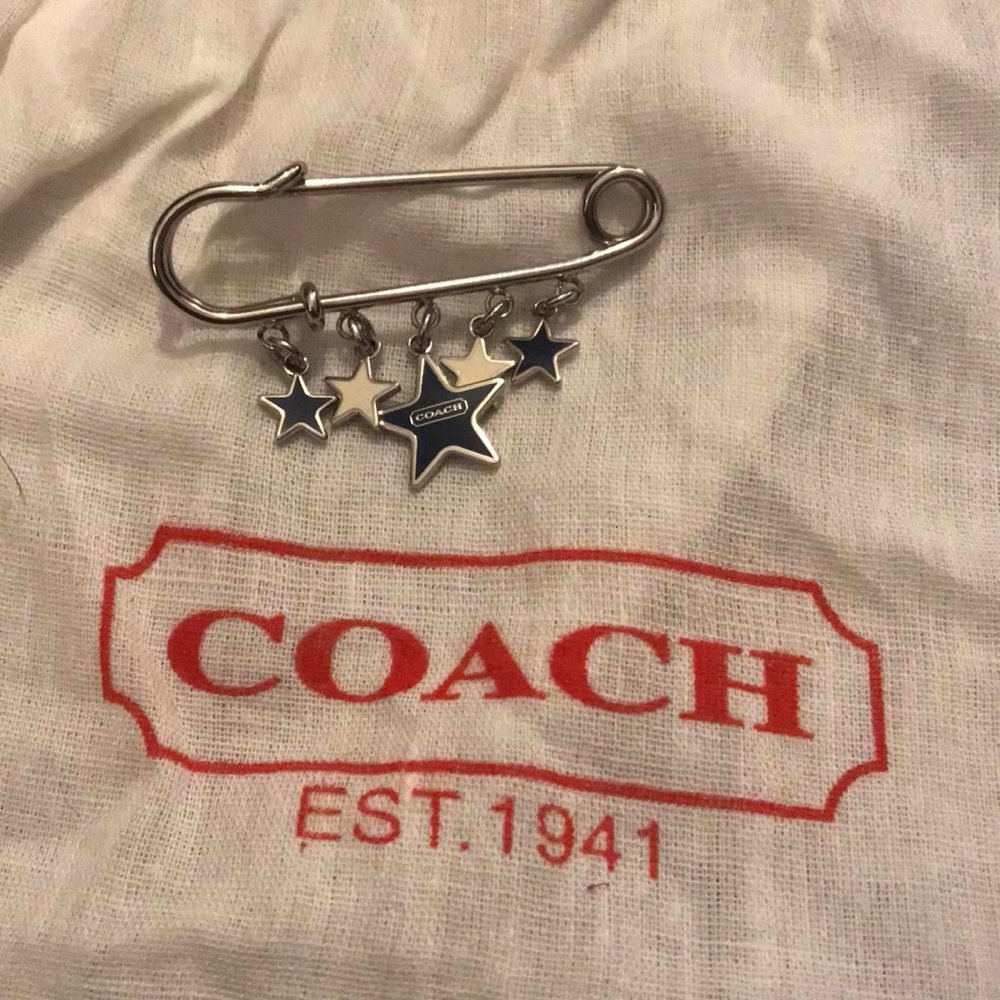 RARE Authentic COACH nickel Pin w/5 Star Charms